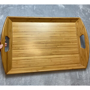 Totally Bamboo Handled Butlers Tray Light Wood Serving Holiday Party 13"x19"
